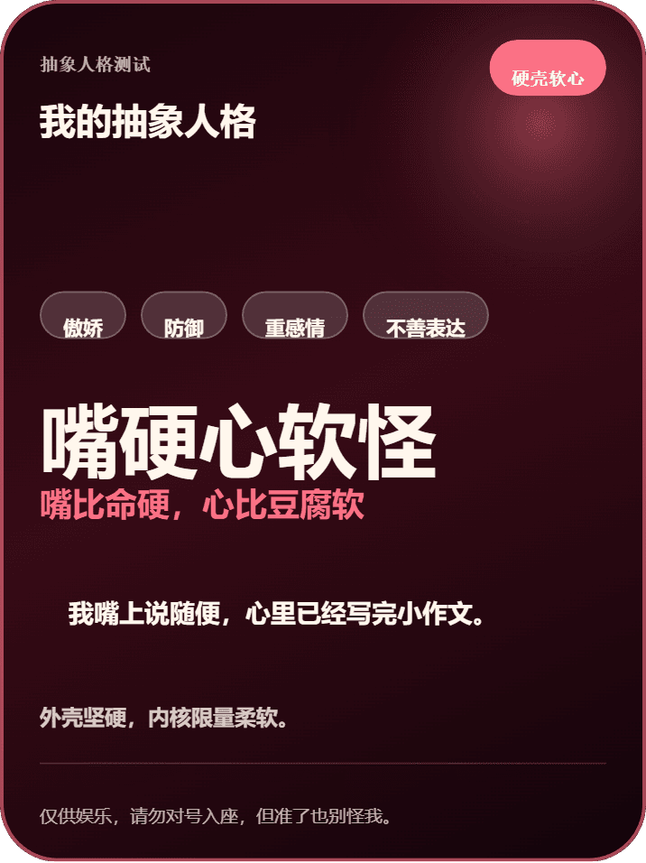 抽象人格测试结果海报示例
